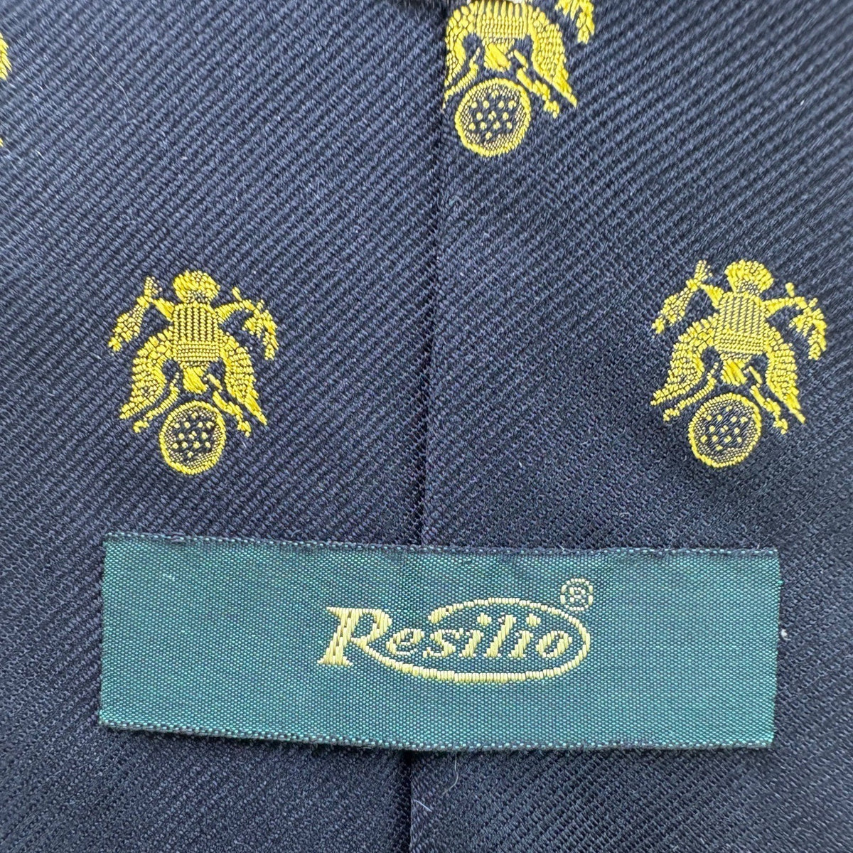 Resilio Mens Navy & Yellow Woven Polyester Patterned Tie