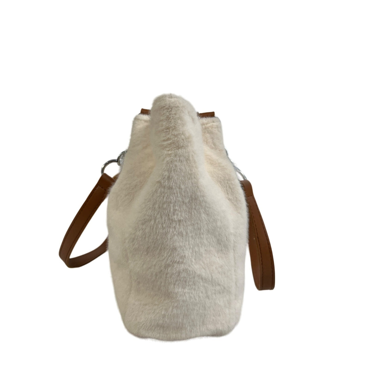 Dieweier Girls Fashion Bag Faux Fur Chain Top Handle White Large Capacity