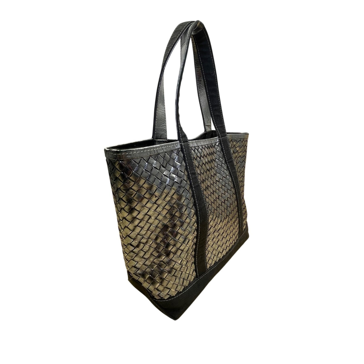 Lance Women’s Gray Woven Shimmering Metallic Finish Spacious Design Tote Bag