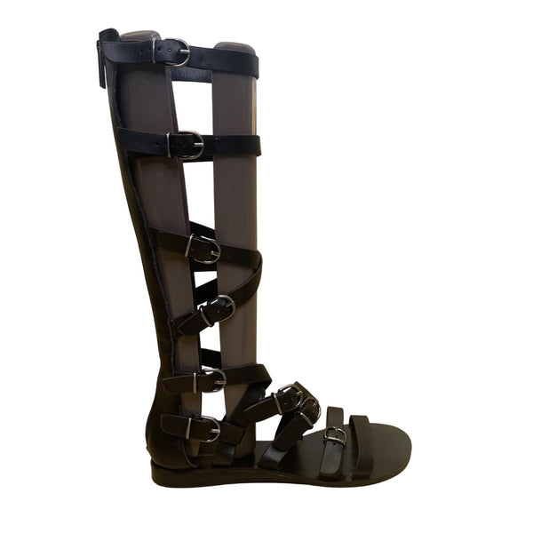BCBGeneration Women’s Black Leather Gladiator Knee-High Strappy Sandals Size 6.5