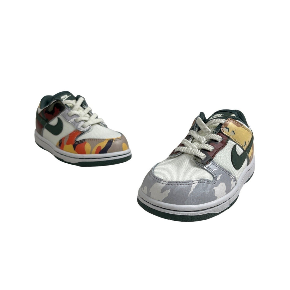 Nike Kids Dunk Low GS Sail Multi Camo Sneakers Size 9
