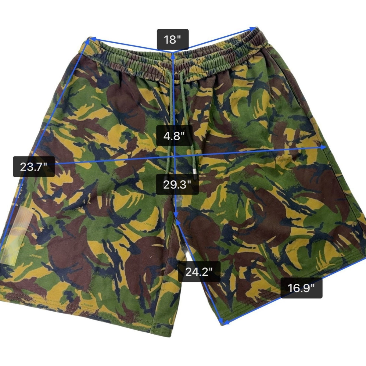 Off-White Mens Camouflage Cotton Shorts With Drawstring Waist & Graphics Size L