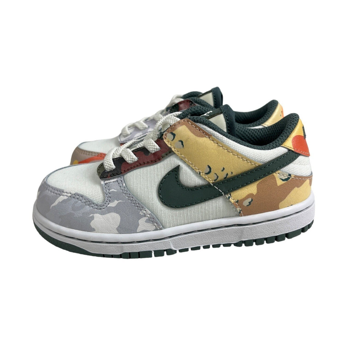 Nike Kids Dunk Low GS Sail Multi Camo Sneakers Size 9