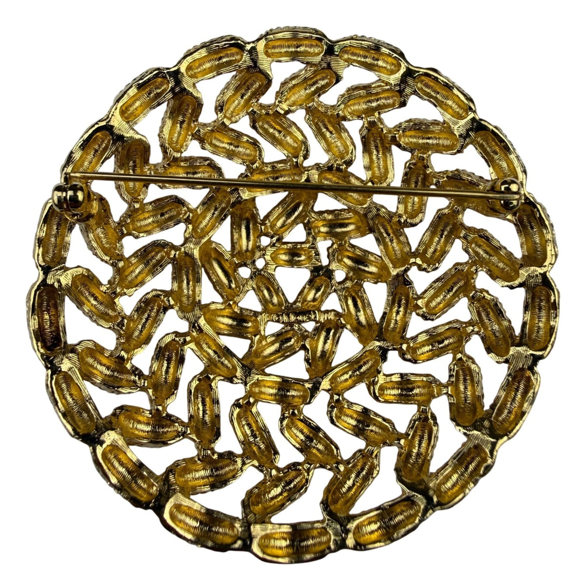 Vintage Monet Womens Gold Tone Textured Metal Vintage Circular Brooch  Jewelry