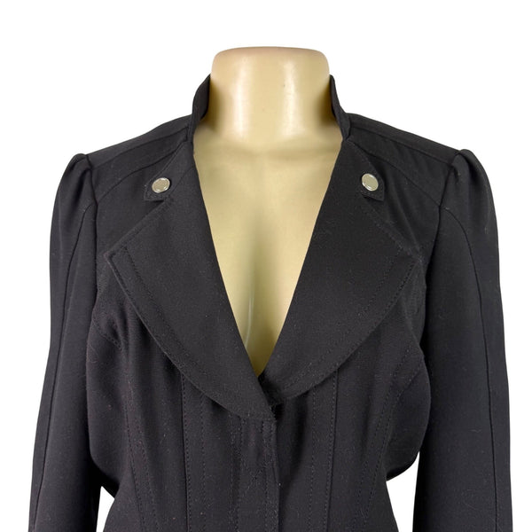 White House Black Market Womens Black Polyester Blend Fitted Blazer Jacket Sz 6