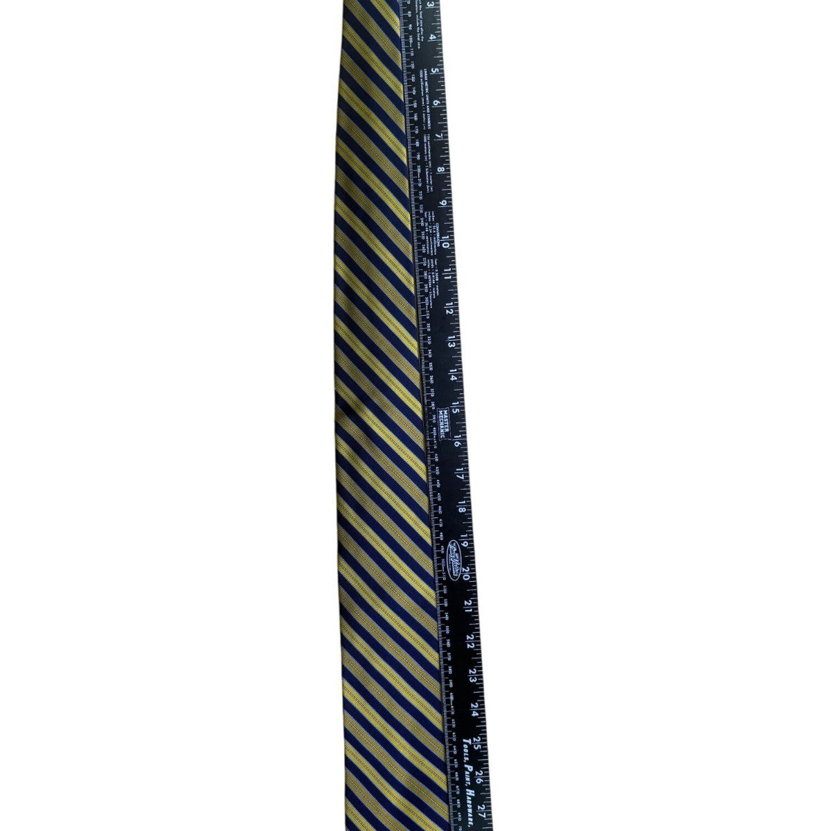 Beau Ties Ltd. Mens Navy & Yellow Striped 100% Silk Necktie Custom Made Elegant