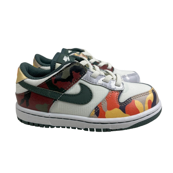 Nike Kids Dunk Low GS Sail Multi Camo Sneakers Size 9