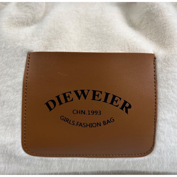 Dieweier Girls Fashion Bag Faux Fur Chain Top Handle White Large Capacity