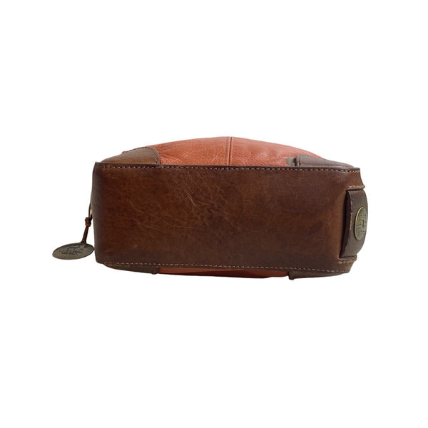 Will Leather Goods Women's Tan Brown Leather Fold Over Crossbody Bag Sz M