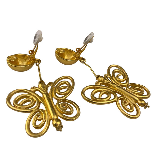 Anne Klein Womens Gold Tone Jewelry Necklace & Clip-On Butterfly Earrings Set