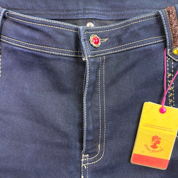 Xiao Jiaren Women’s Blue Cotton Jeans Stylish Embellished Pockets Size 31 - New