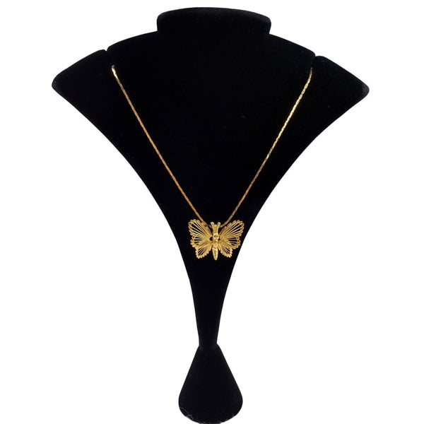 Monet Womens Gold Tone Metal Butterfly Pendant Necklace Elegant Jewelry