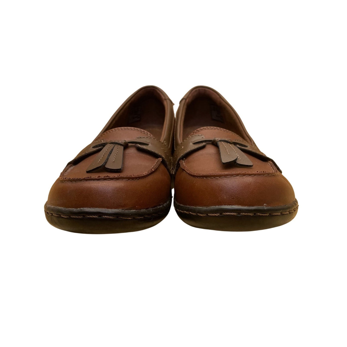 Clarks Women’s Brown Leather Tassel Detail Ultra Comfort Loafers Size 9