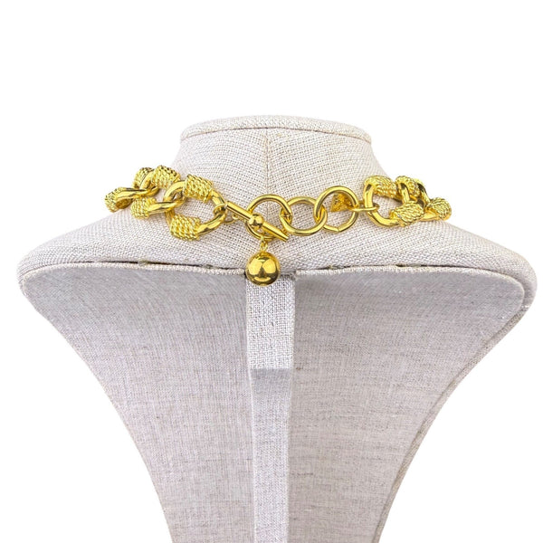 Anne Klein Women’s Gold Tone Metal Link Necklace Textured Statement Jewelry