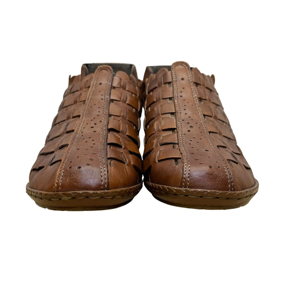 Rieker Women’s Brown Leather Woven Sina 78 Heeled Sandals Size US 6.5