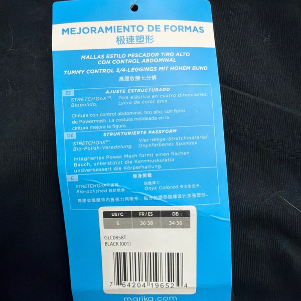 Marika Womens Black Capri Leggings With Pockets Small Stretchy Activewear