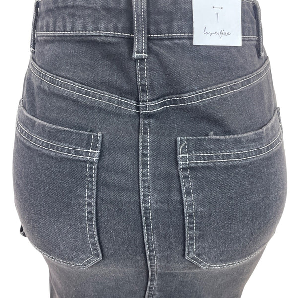 Love Fire High-Waisted Black Denim Pencil Skirt W/ Back Slit  Womens Sz 1 - New