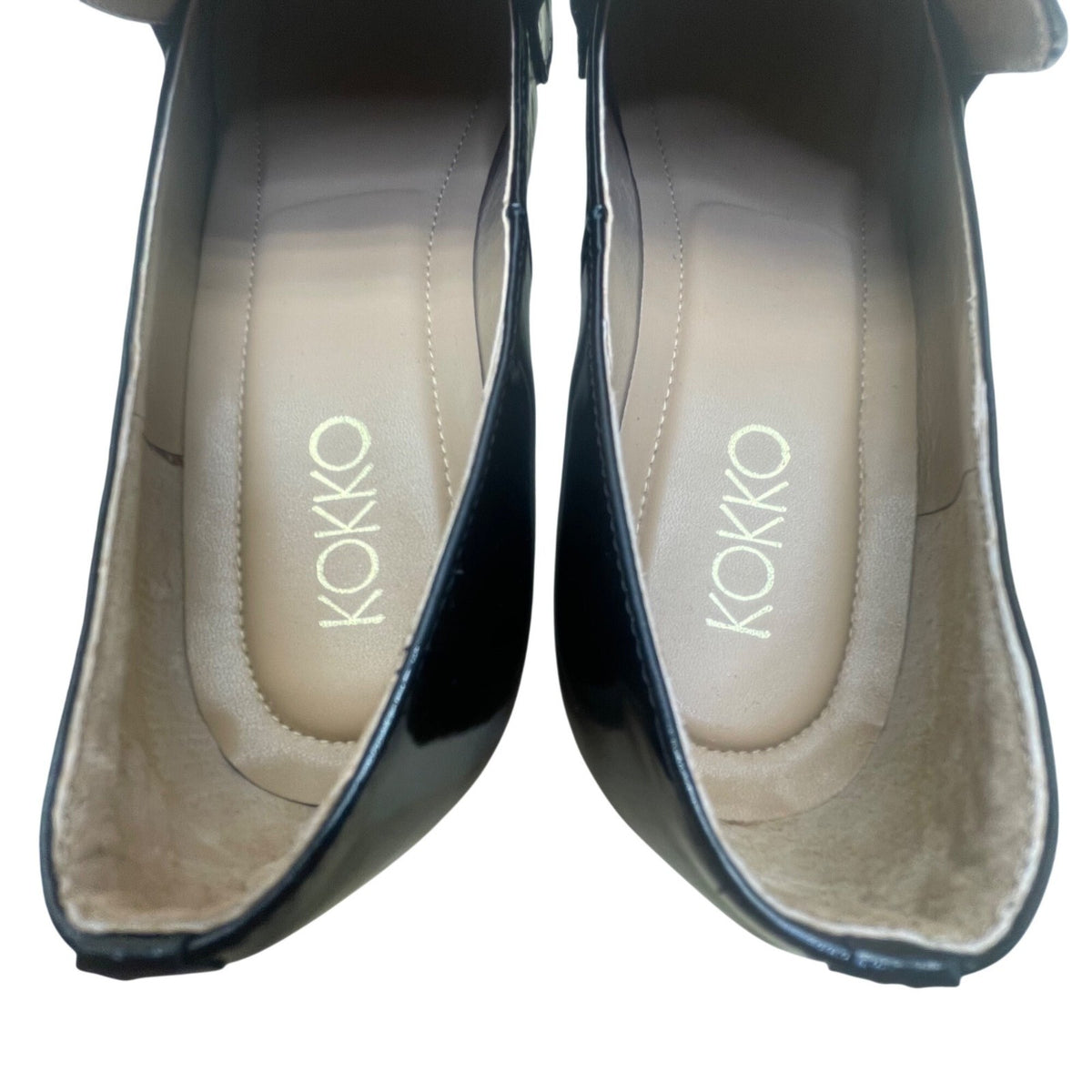 Kokko Women’s Black Patent Leather Low Heel Loafers Slip-On Dress Shoes Size 6.5