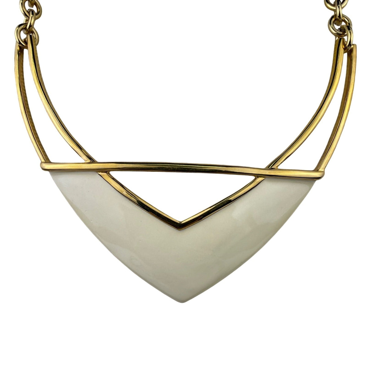 Monet Womens Gold Tone Metal Geometric Statement Necklace Vintage Adjustable