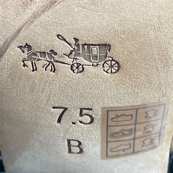 Coach Womens Black & Tan Brown Leather Gold Accents Block Heel Sandals Size 7.5B