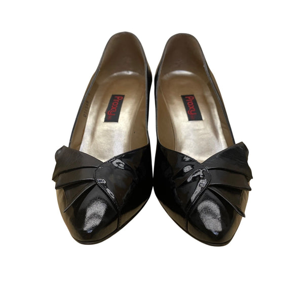 Proxy Women’s Black Patent Leather Bow Pointed-Toe High Heel Pumps Size 9