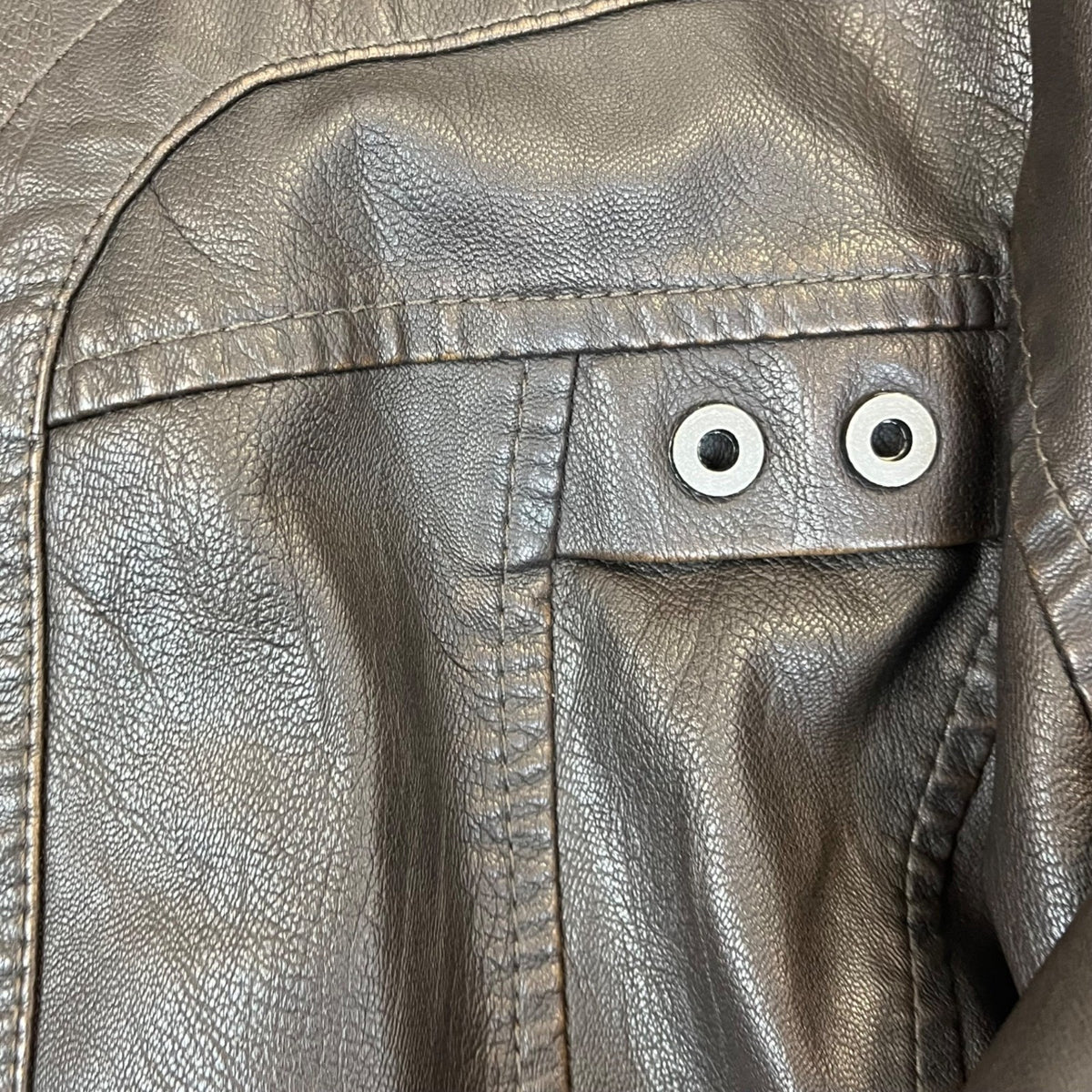 L&C Mens Dark Brown PU Leather Moto Jacket Modern Style Size M