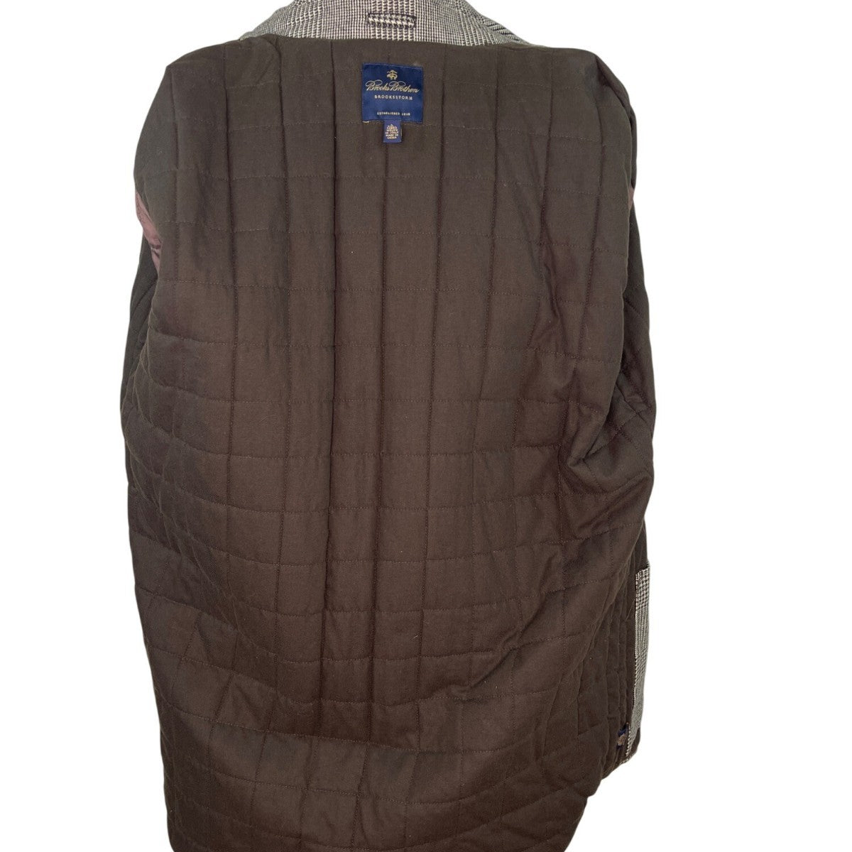 Brooks Brothers Style Gray Plaid Mens Wool Jacket With Quilted Lining Size L