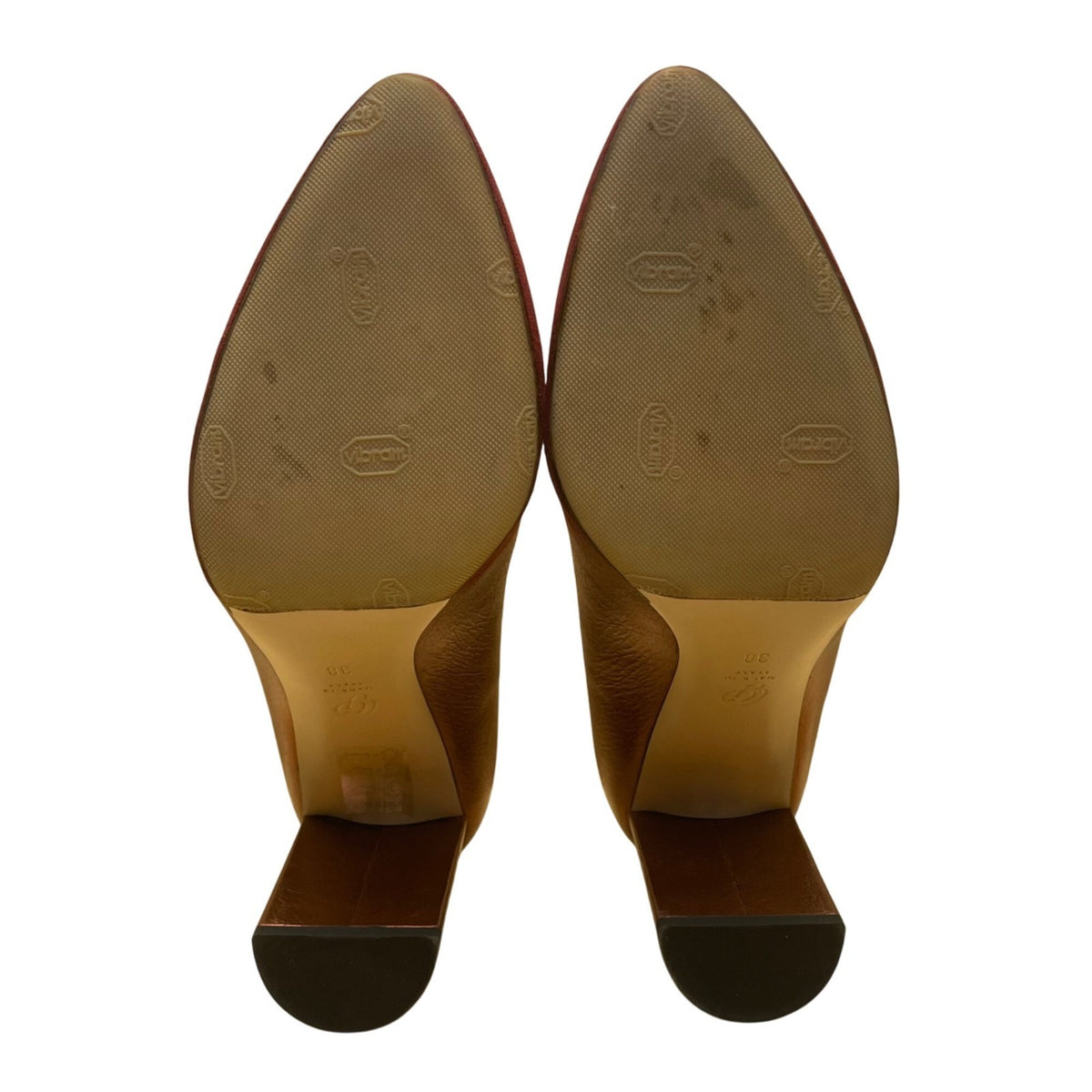M.Gemi Women’s Copper Red Ombré Leather/Suede Lustro Block Heel Pumps Size US7.5