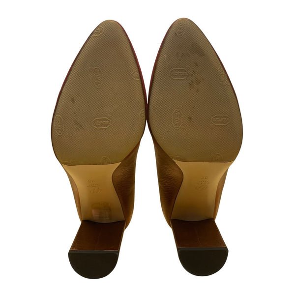 M.Gemi Women’s Copper Red Ombré Leather/Suede Lustro Block Heel Pumps Size US7.5