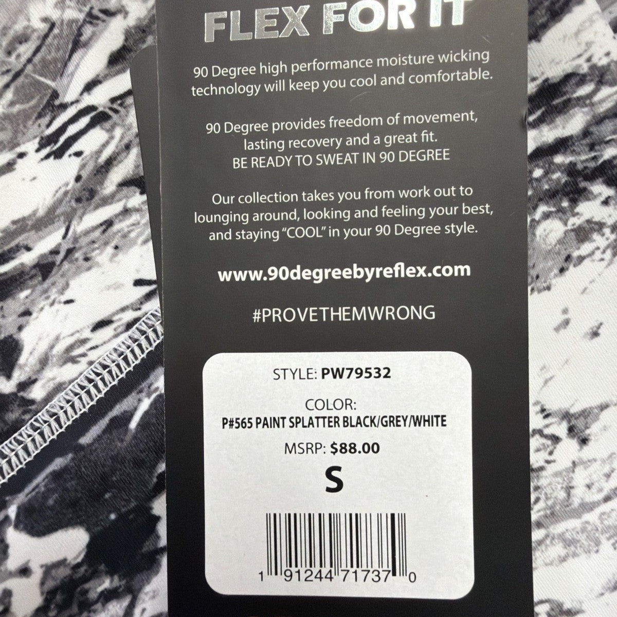 90 Degree By Reflex Womens Black/White High-Rise Ankle Leggings Sz S