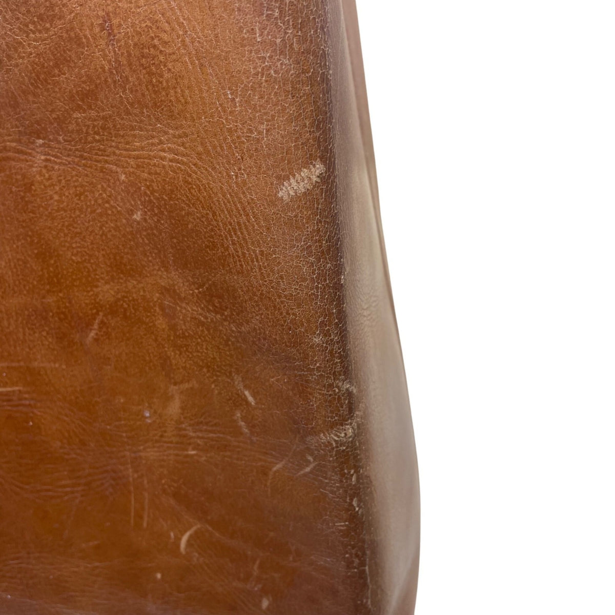 Vintage Handmade Brown Leather With Front Buckle Pocket Double Handle Tote Bag