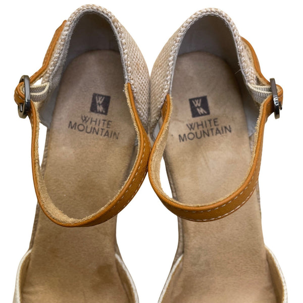 White Mountain Women’s White Canvas Ankle Strap Wedge Espadrilles Size 8.5M