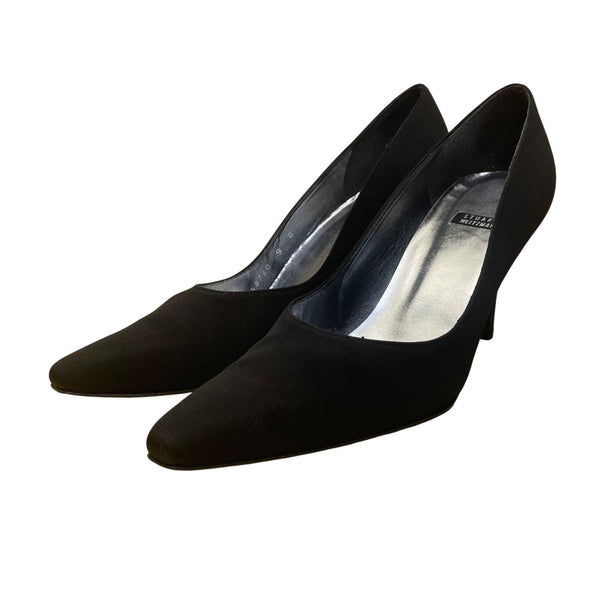 Stuart Weitzman Women’s Black Fabric Pointed Toe Era High Heels Size 9M