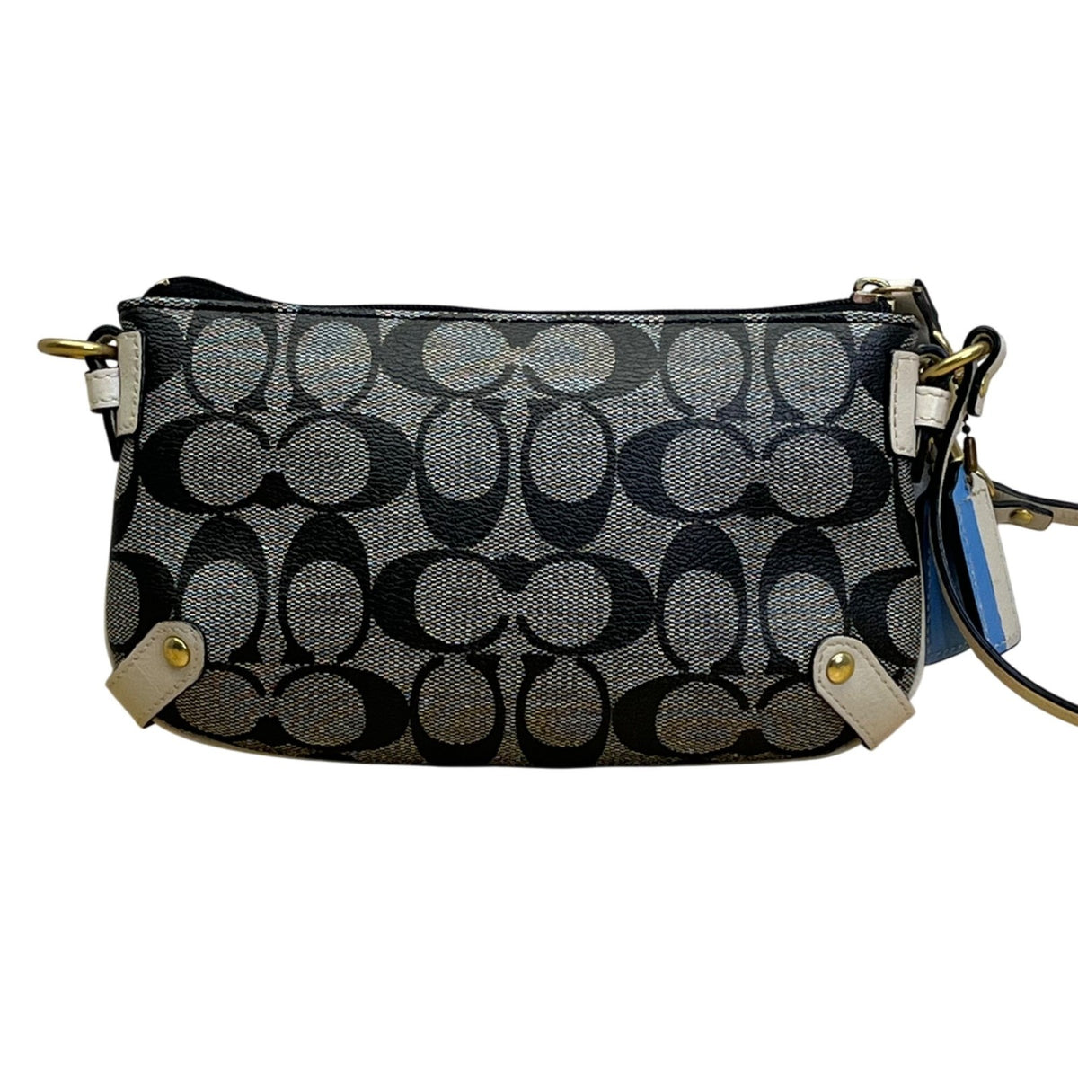 Coach Women’s Black Monogram Logo Stripe Wristlet Size S