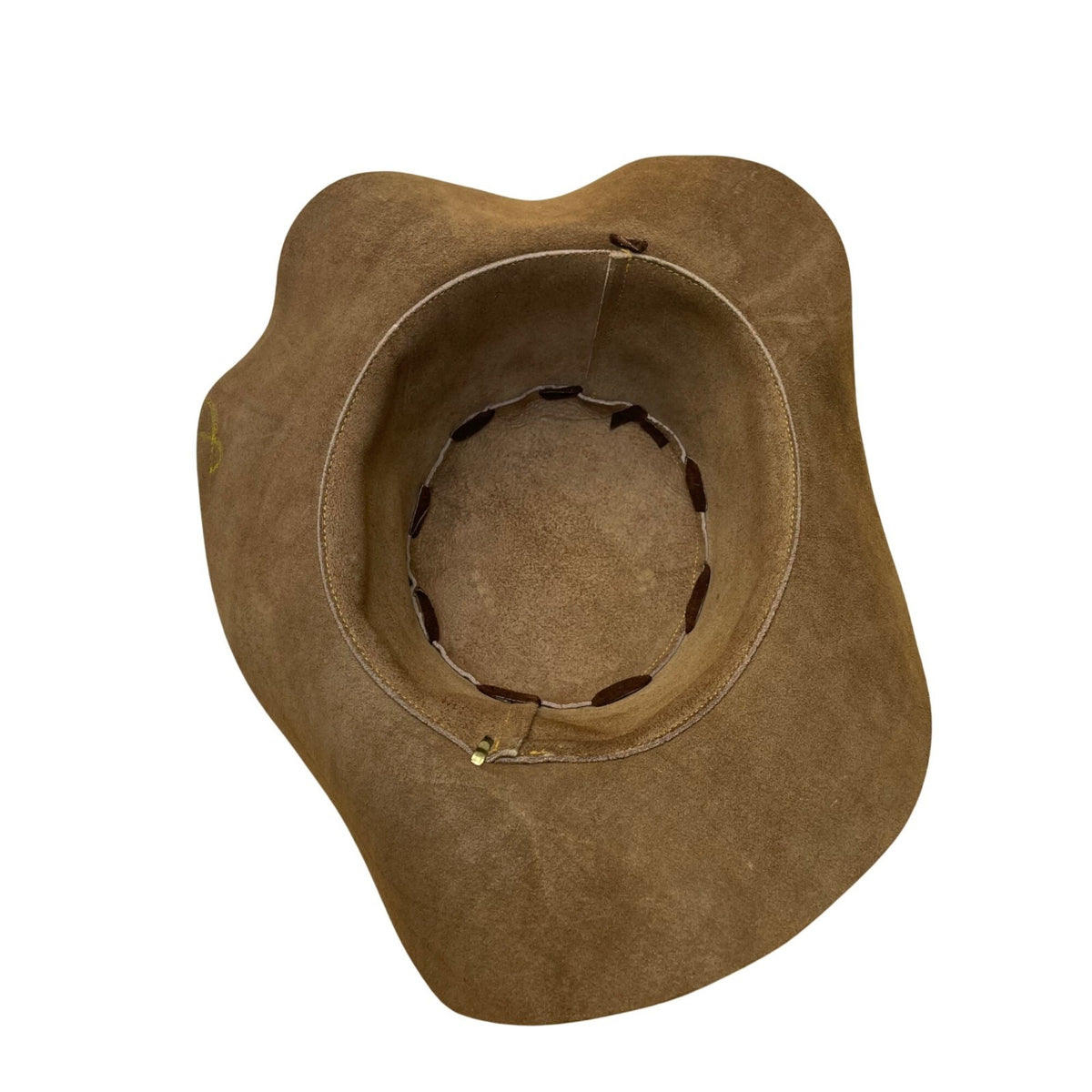 Vintage Western Style Suede Brown Leather Cowboy Hat With Braided Band