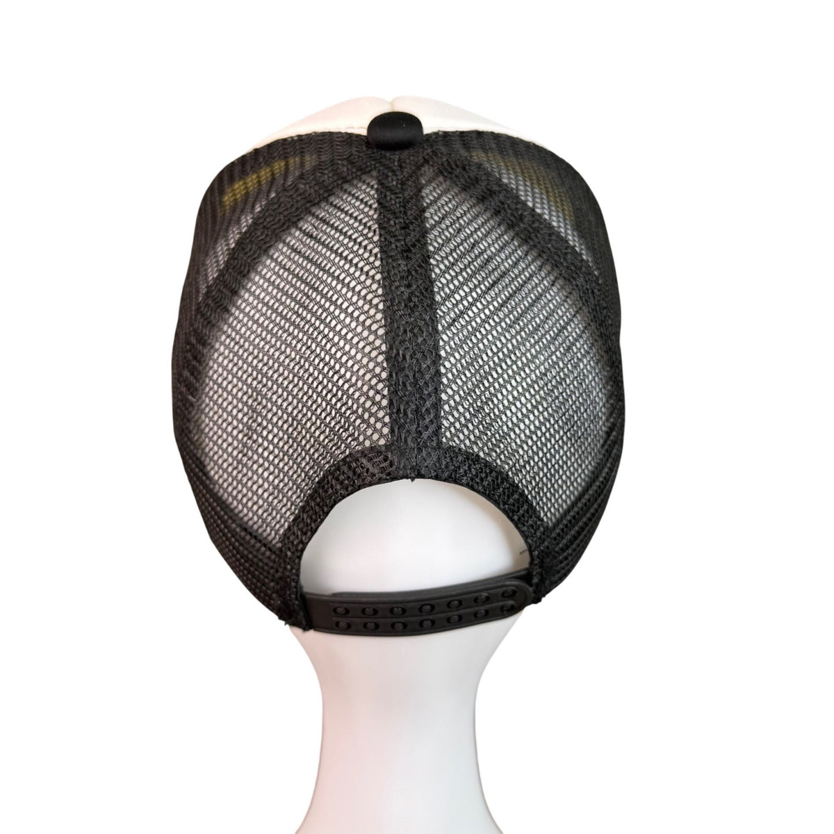 D&Y Unisex Black/White Polyester Trucker Hat  Mushroom Embroidery Snapback OS