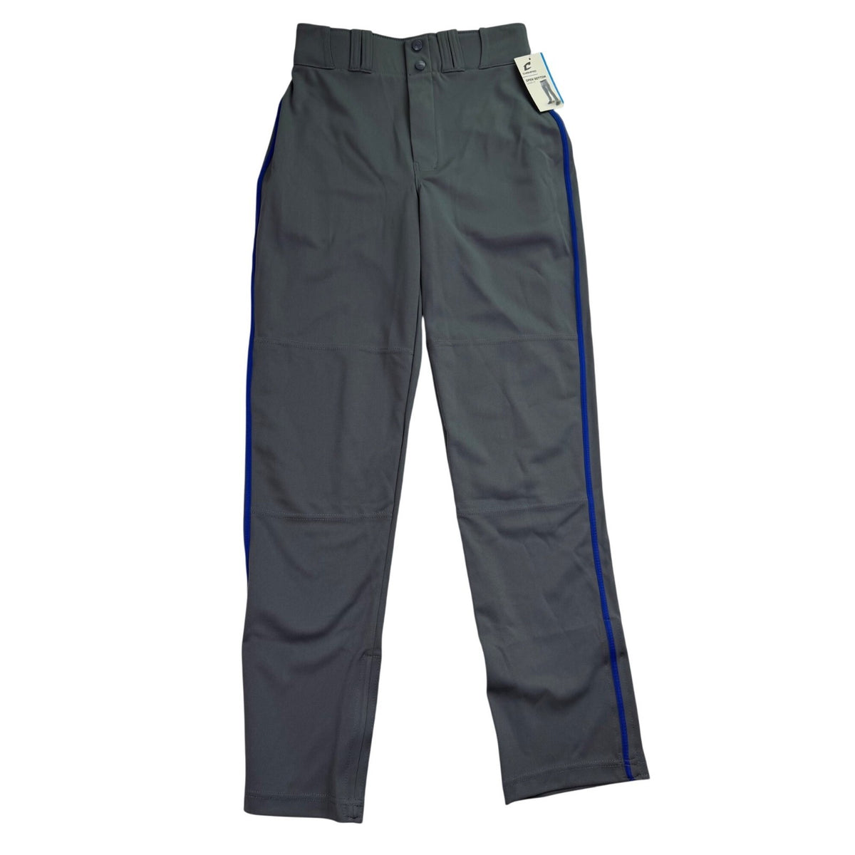 Champro Mens Gray Baseball Pants Open Bottom Royal Stripes Durable Sz S - New