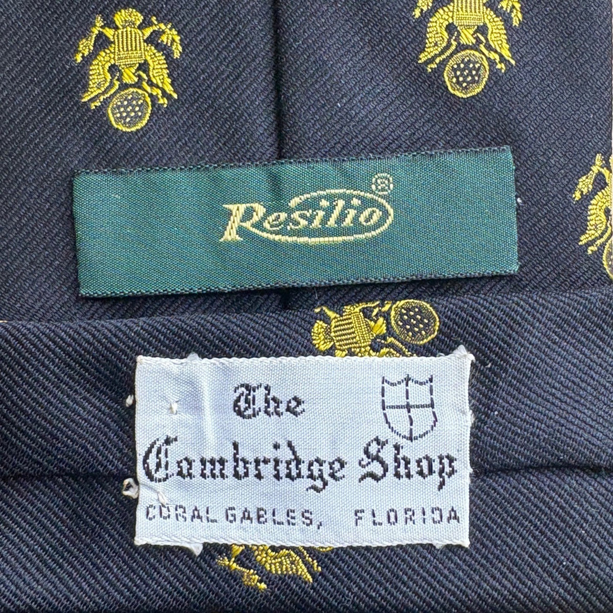 Resilio Mens Navy & Yellow Woven Polyester Patterned Tie