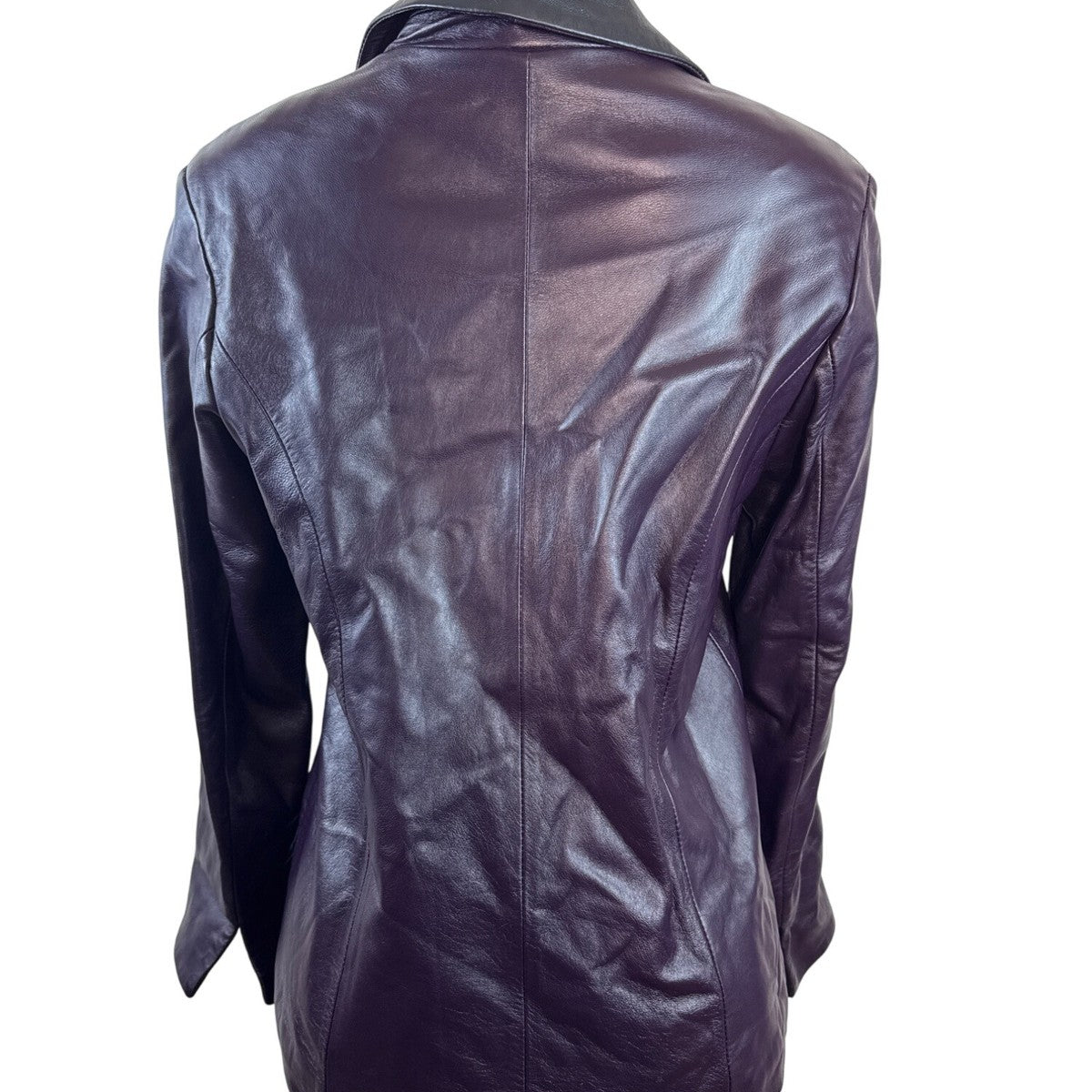 Pierotucci Womens Purple Leather Jacket With Zipper Closure Size 42