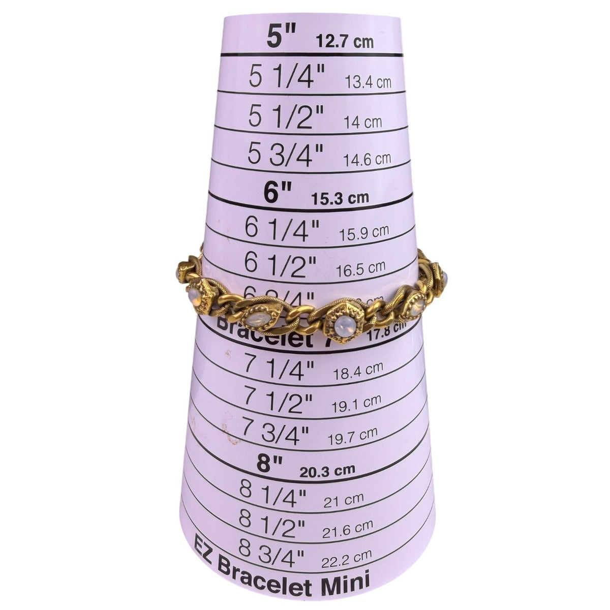 Goldette Women Gold Tone Glass Cabochon Vintage Bracelet Chain Link Design