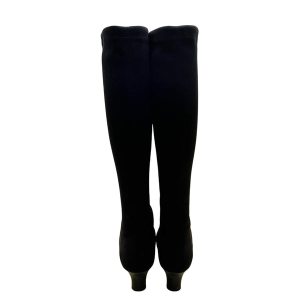 Boden Made In Italy Women’s Black Faux Suede Mid-Heel Knee-High Boots Size 38