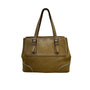 Coach Women's Tan & White Leather Double Strap Silver Buckle Accents Hand Bag