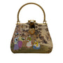 Vintage Women's Multicolor Metal Oriental Print Handbag With Rhinestone Accents