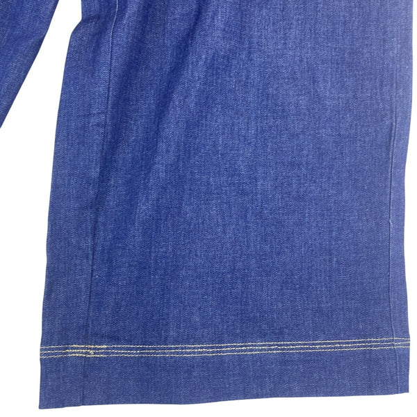 Susan Graver Women Wide-Leg Denim Pants High Waist Contrast Stitching Sz S - New