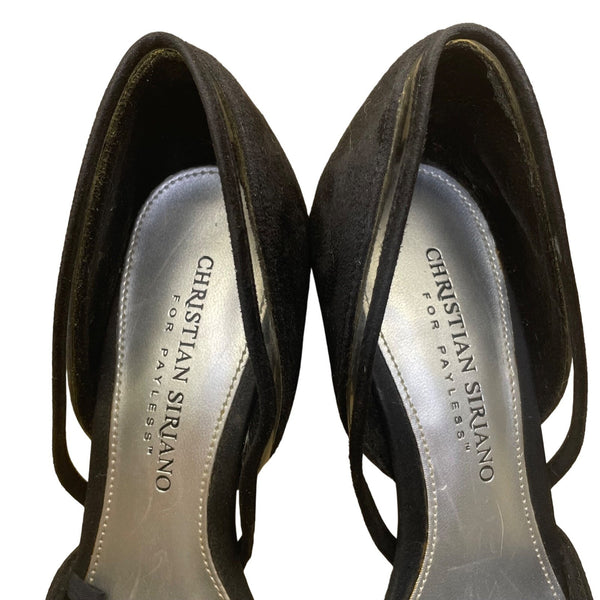 Christian Siriano Women’s Black Faux Suede DOrsay Pointed Toe Heels Size 5