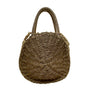 Women's Natural Woven Straw Lined Interior & Dual Handles Round Shoulder Bag