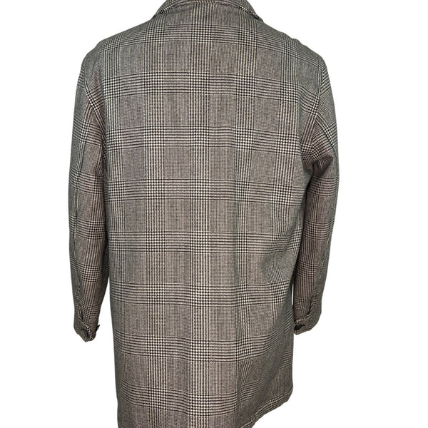 Brooks Brothers Style Gray Plaid Mens Wool Jacket With Quilted Lining Size L