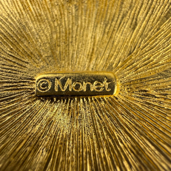 Monet Womens Gold Tone Metal Geometric Statement Necklace Vintage Adjustable