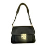 Michael Kors Black Leather Women's With Gold-Tone Lock Closure Crossbody Bag