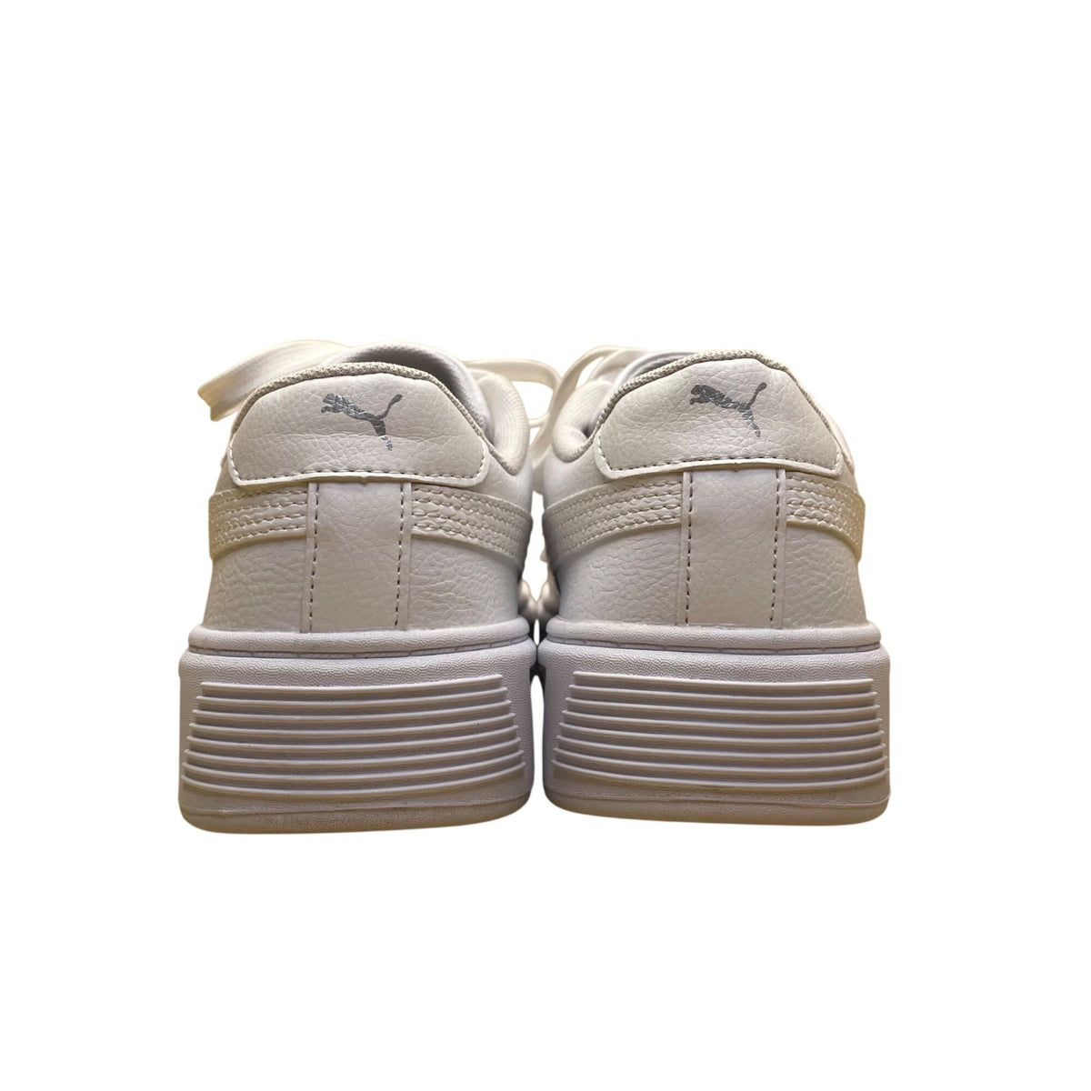 Puma Women’s White & Silver SoftFoam Lace-Up Smash V3 Platform Sneakers Size 7